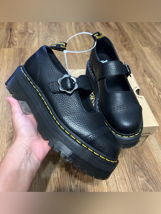 Dr. Martens Shoes - DR MARTENS Addina Flower buckle black leather platform shoes women’s 9 new